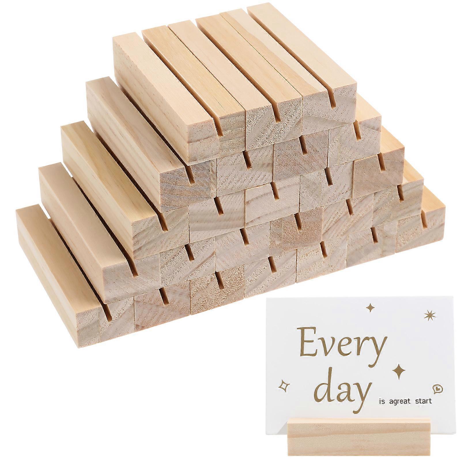 25pcs Wooden Photo Stand Rectangular Picture Holder Memo Holder for Home Office