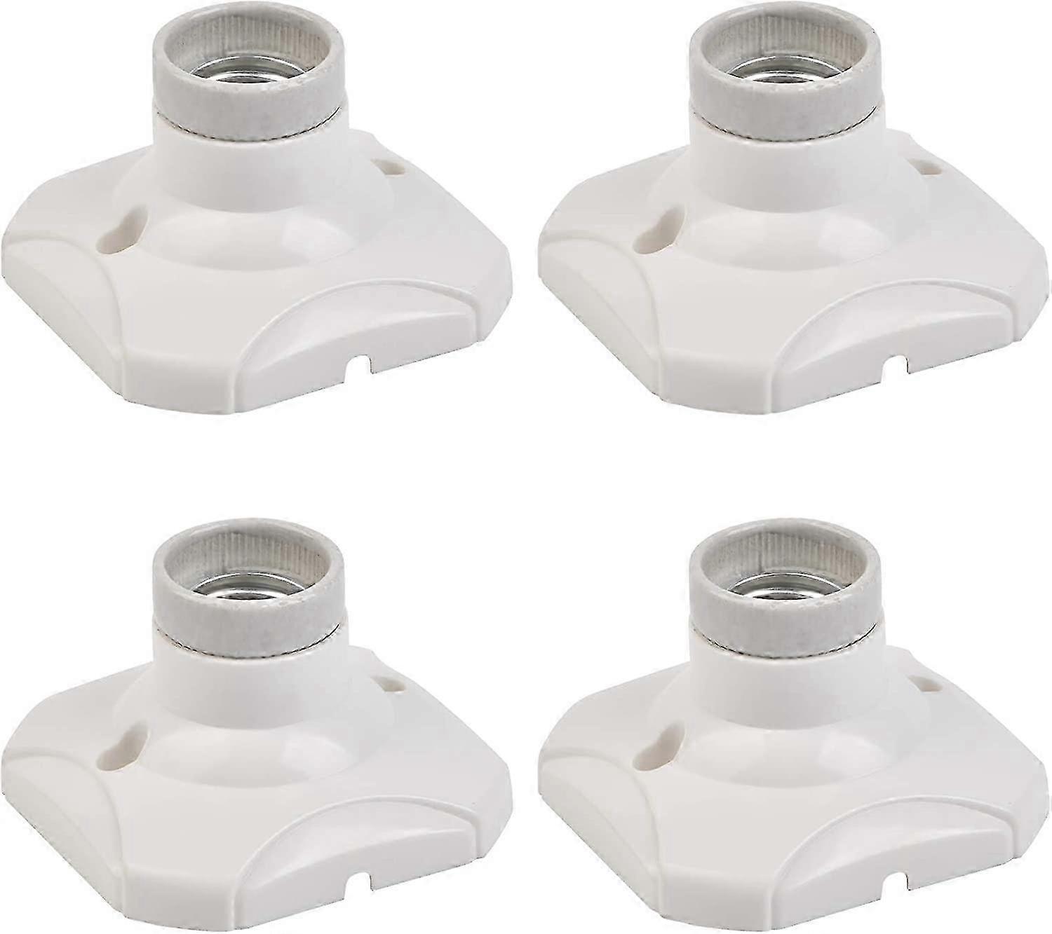 4PCS E27 LED Bulb Socket E27 Lamp Holder E27 Socket Holder Wall Mount E27 Base with Bracket (AC 220-250V, White)
