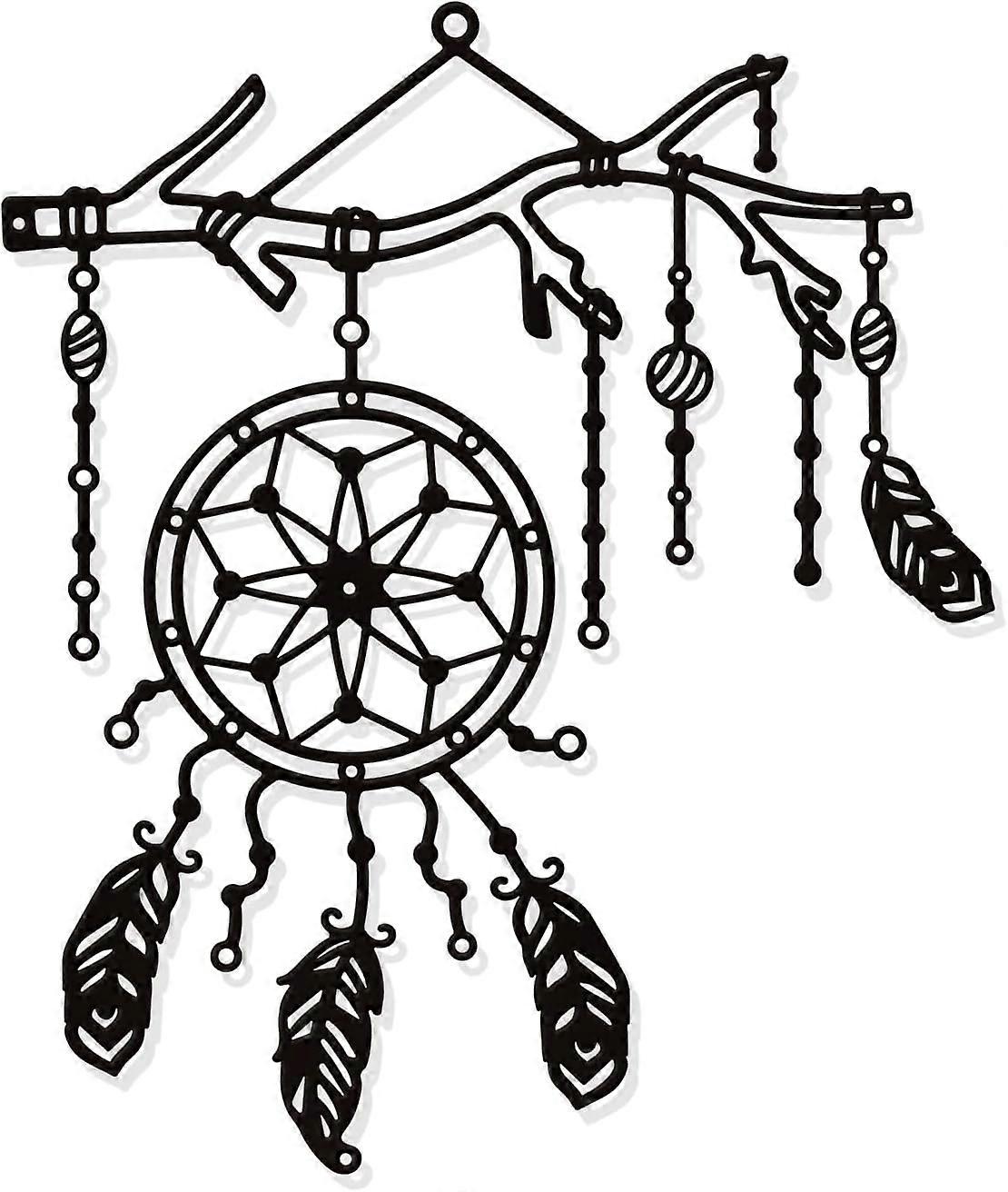 Iron Wall Art Decorations for Front Porch Living Room Kitchen Matte Style Woven Net/Web with Feather 294x249x1mm