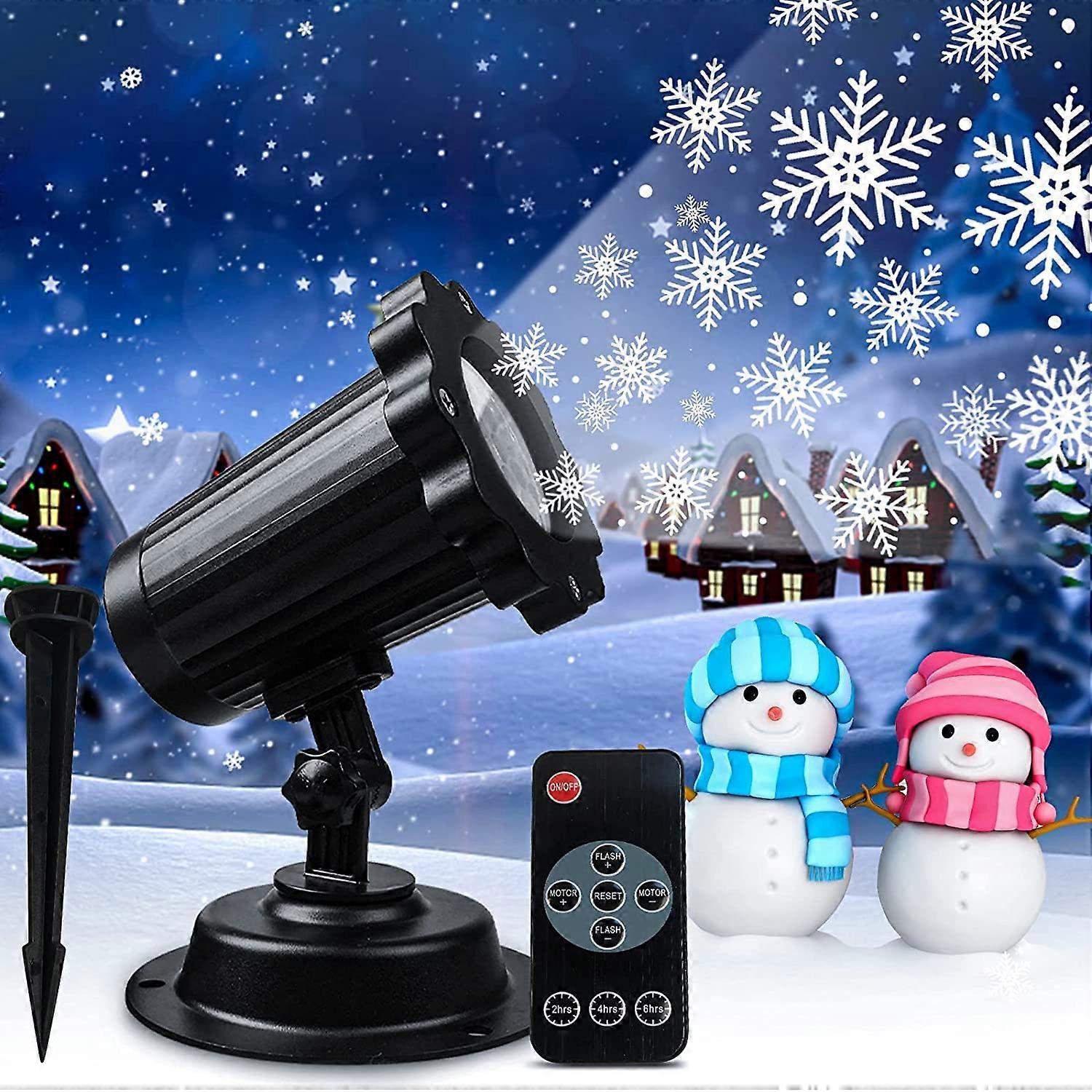 New Year Projector Lamp, Outdoor/Indoor Christmas Projector, Dynamic Snowy Landscape Christmas Lamp with Remote Control