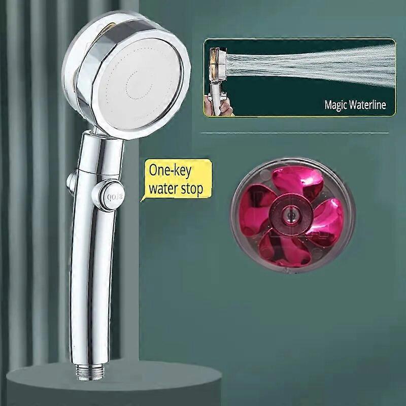 Rainfall Turbo Fan Shower Head 360 Rotating High Pressure Water Saving Handheld Shower Turbocharged Spray Nozzle Bath Accessory