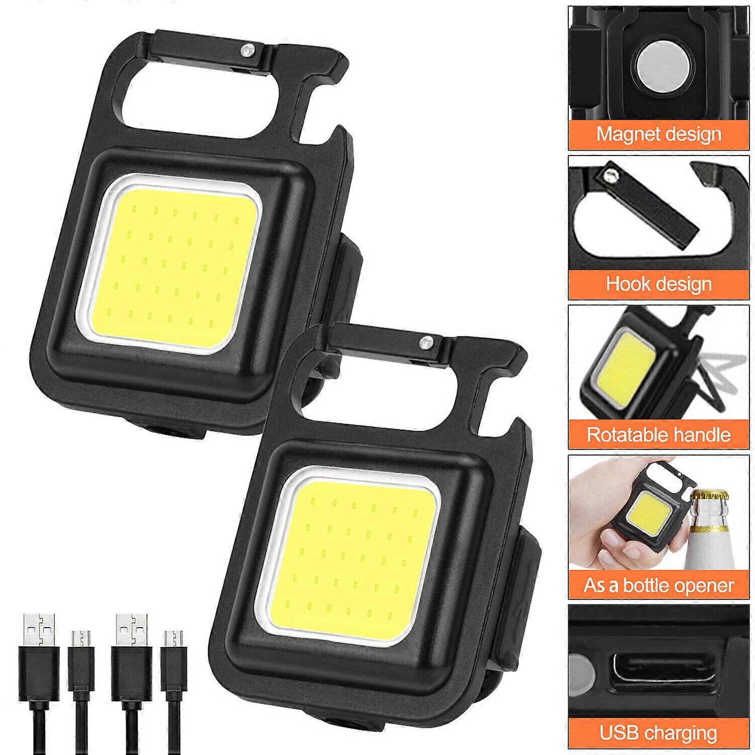 800LM Mini COB LED Flashlight Portable Work Light Rechargeable Pocket Keychains