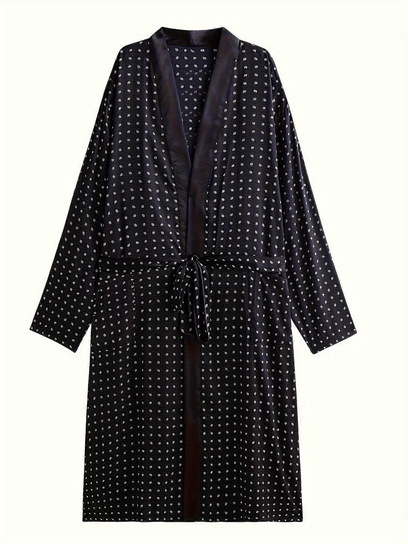 New style Super-stylish New Plus-size Men's Nightgowns Must-have In Summer, Polka Dot Sleep Robe