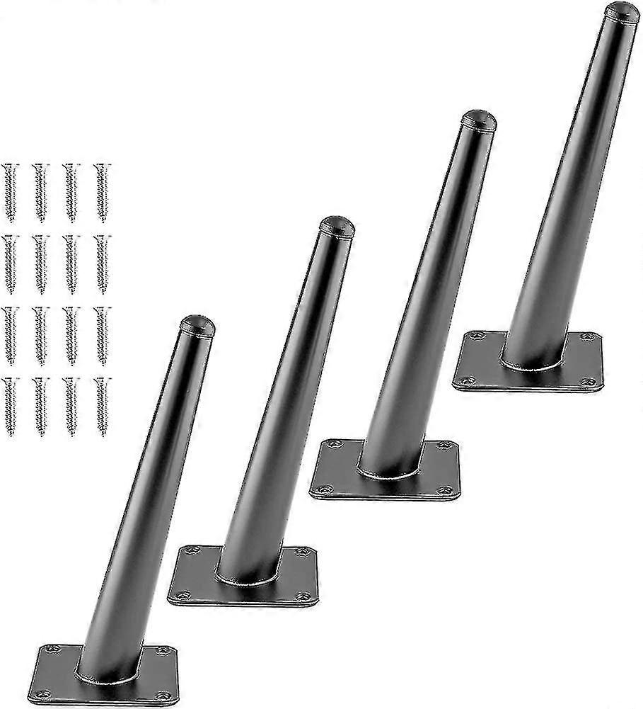 4pcs 8 Polegadas Pernas de Móveis, Oblíqua Pernas de Metal Cônico Matte Preto Meio século