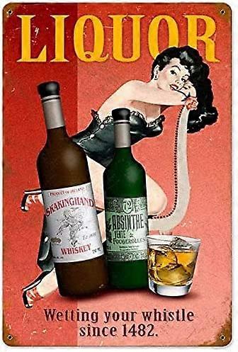 金属の錫の看板ビンテージシックなアートデコレーション酒カクテルラウンジバーカフェホームファームオフィスレストランクラブまたはガレージ12 "X 8"のピンナップガール