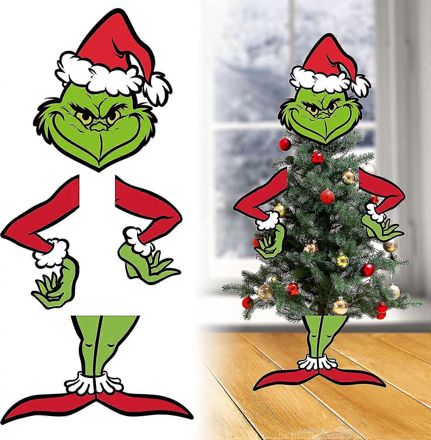 Grinch Dekor für Weihnachtsbaum, Grinch Weihnachtsbaum Topper, Grinch Weihnachtsschmuck für kleinen Baum