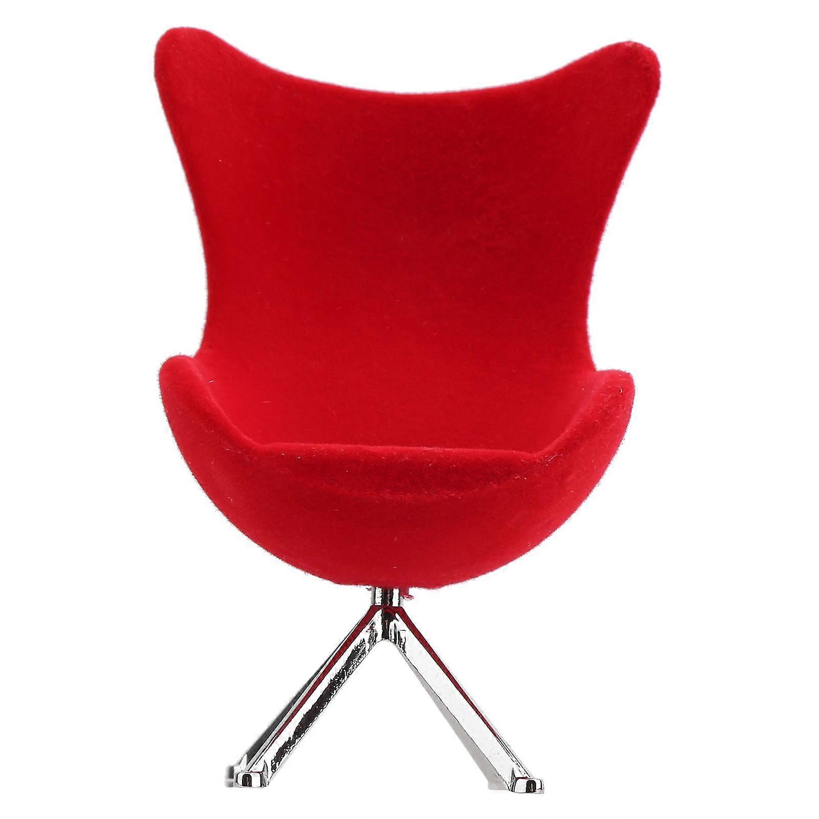 Dollhouse Miniature Red Flocking Furniture Set - Chair and Sofa Decoration Accessory (1:12 Scale)