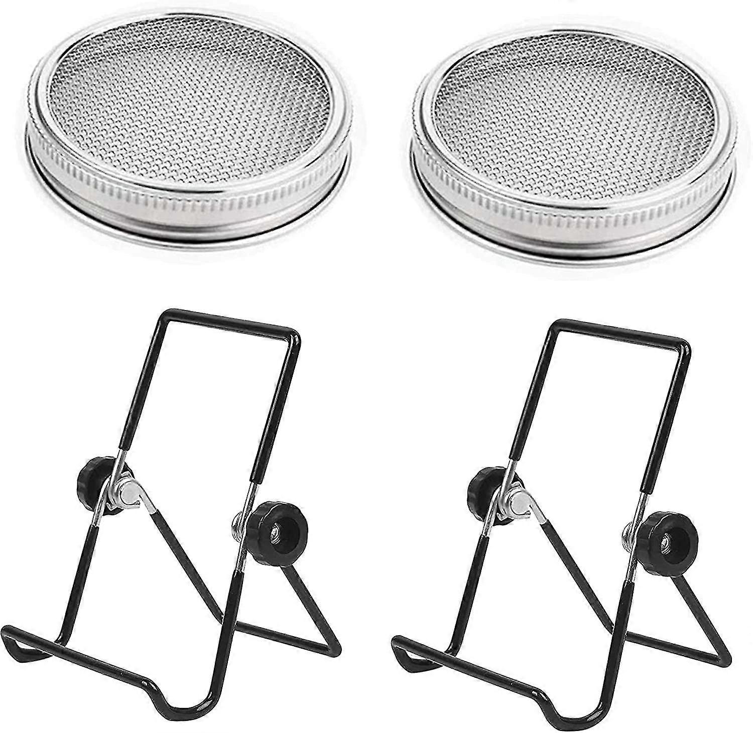 Sprouting Jarp- Lid Stainless Steel Sprouting Jar Lids,wide Mouth Sprouting Lids,sprouting Strainer Lid Kit,black Sprouting Jar Stand Perfect For Grow