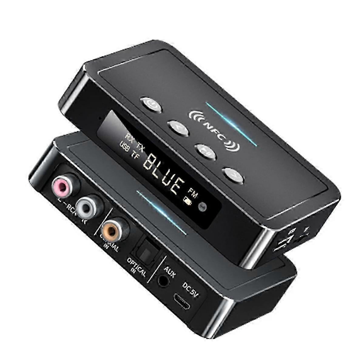 Nfc Bluetooth 5.0 Audio Adapter 3.5mm Aux Rca Spdif Fm Receiver Transmitter Support Disk Play Remot