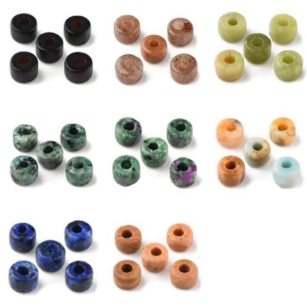1Box 48Pcs 8 Styles Natural Mixed Stone Beads Set Column Mixed Dyed and Undyed 8x5.5~6mm Hole: 3~3.2mm 6pcs/style