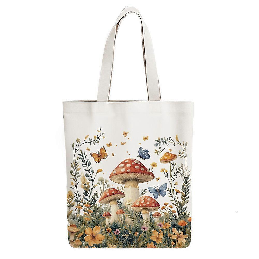 Canvas Women's Tote Bags with Handle Shoulder Bags for Shopping Rectangle Mushroom 38x40cm