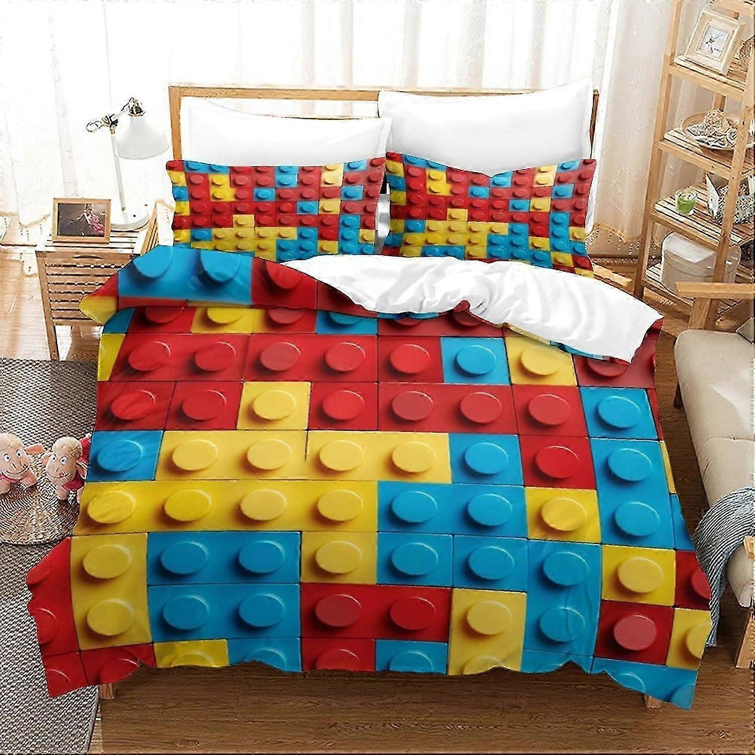 J3924 ملاءات السرير ليغوس غطاء لحاف مجموعة غطاء لحاف للأولاد والبنات والأطفال في سن المراهقة 3D الفراش مع أكياس الوسائد 3 قطع للعائلة البالغين السرير S