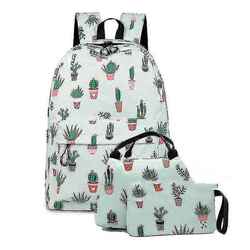 Printed Student Backpack Lunch Box Three-piece Large Cpacity Backpack Work School Bag Laptop Backpac