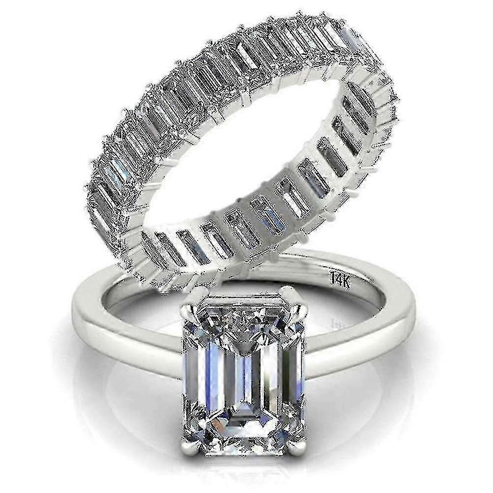 Silver Plated Solitaire Cube Zircon Set Ring - Personalidad Creativa Single Diamond Square Zircon Set Ring