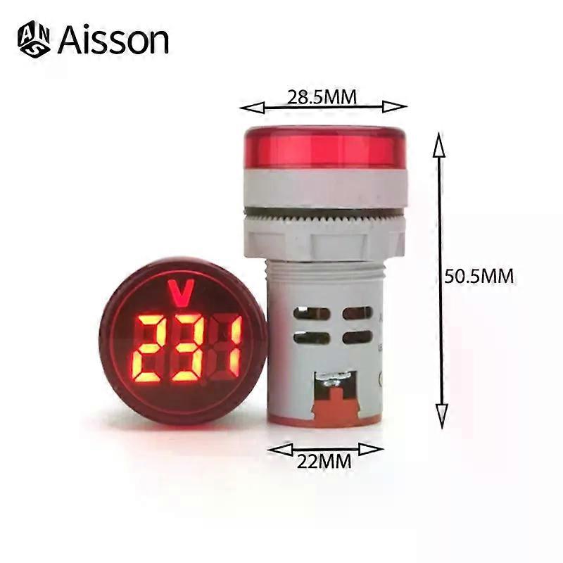 Fsw 1pcs 16-22DSV AC Voltmeter LED Digital Voltmeter AC60-500V Round Panel Indicator Lamp Tester Red, Blue, Yellow And White