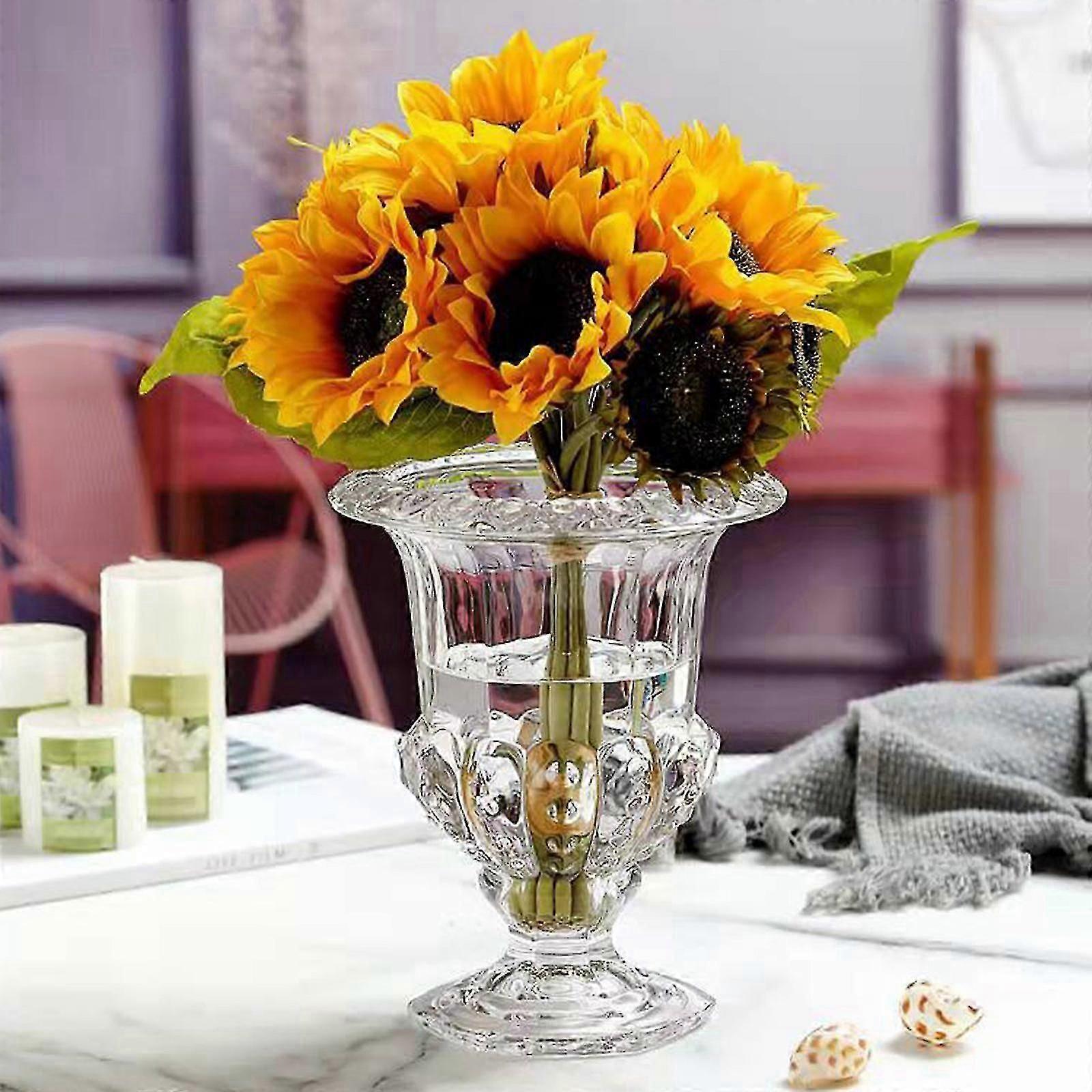 Vases For Table Centerpieces, Hewory Gold Compote Pedestal Vase Floral Container Bulk