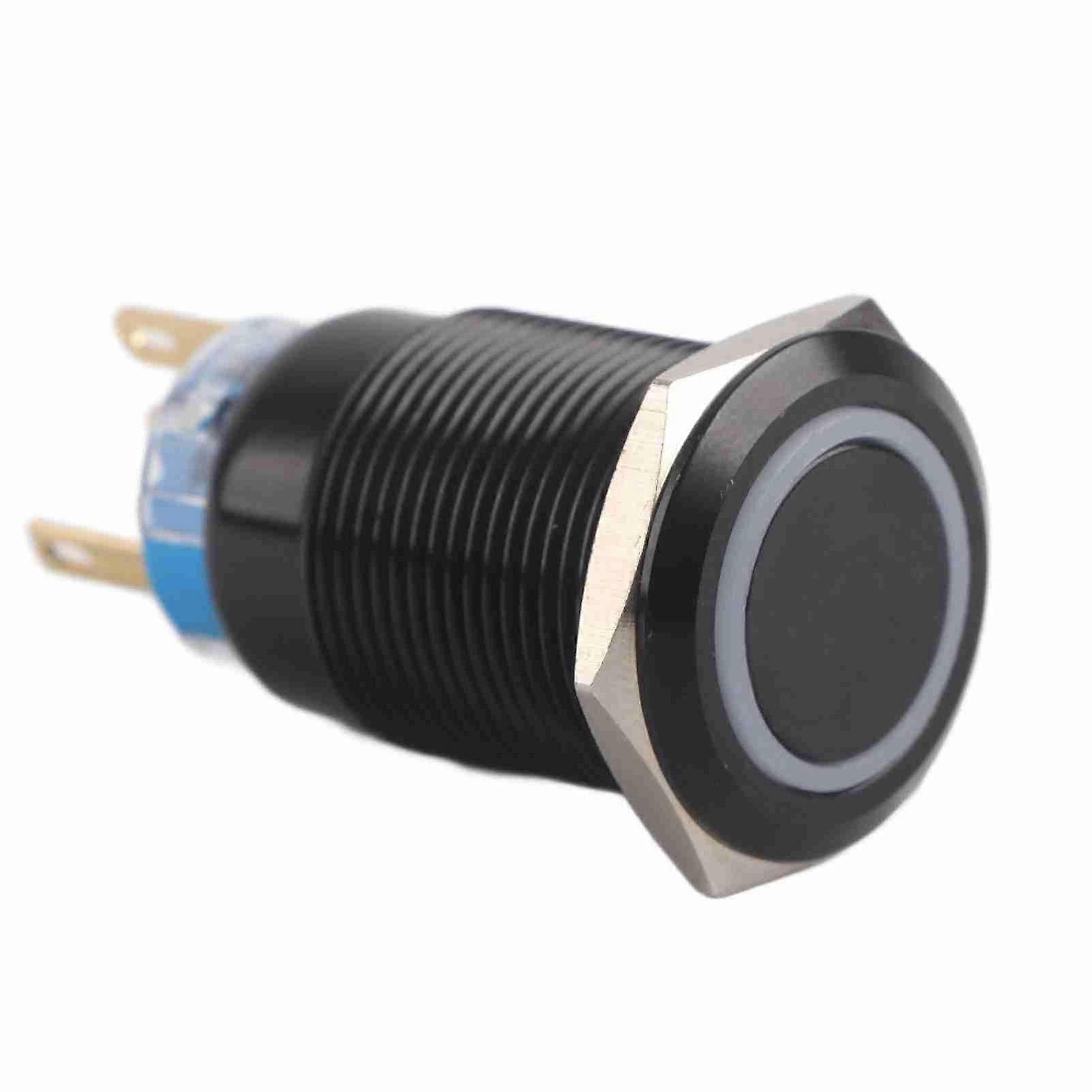 19mm 12-24V ON/OFF Black Waterproof Selflocking Latch Push Button Flate Switch Red LED