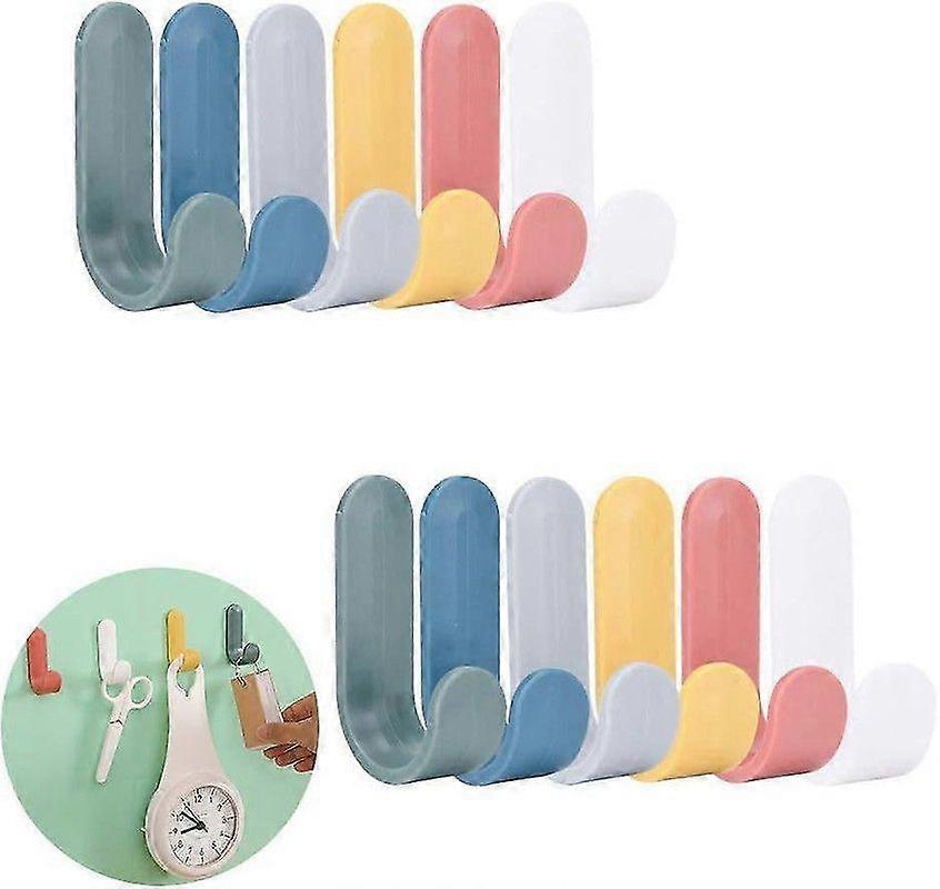 12 Pieces Wall Hooks Wall Hooks, Self Adhesive Wall Hooks, Plastic Adhesive Hooks
