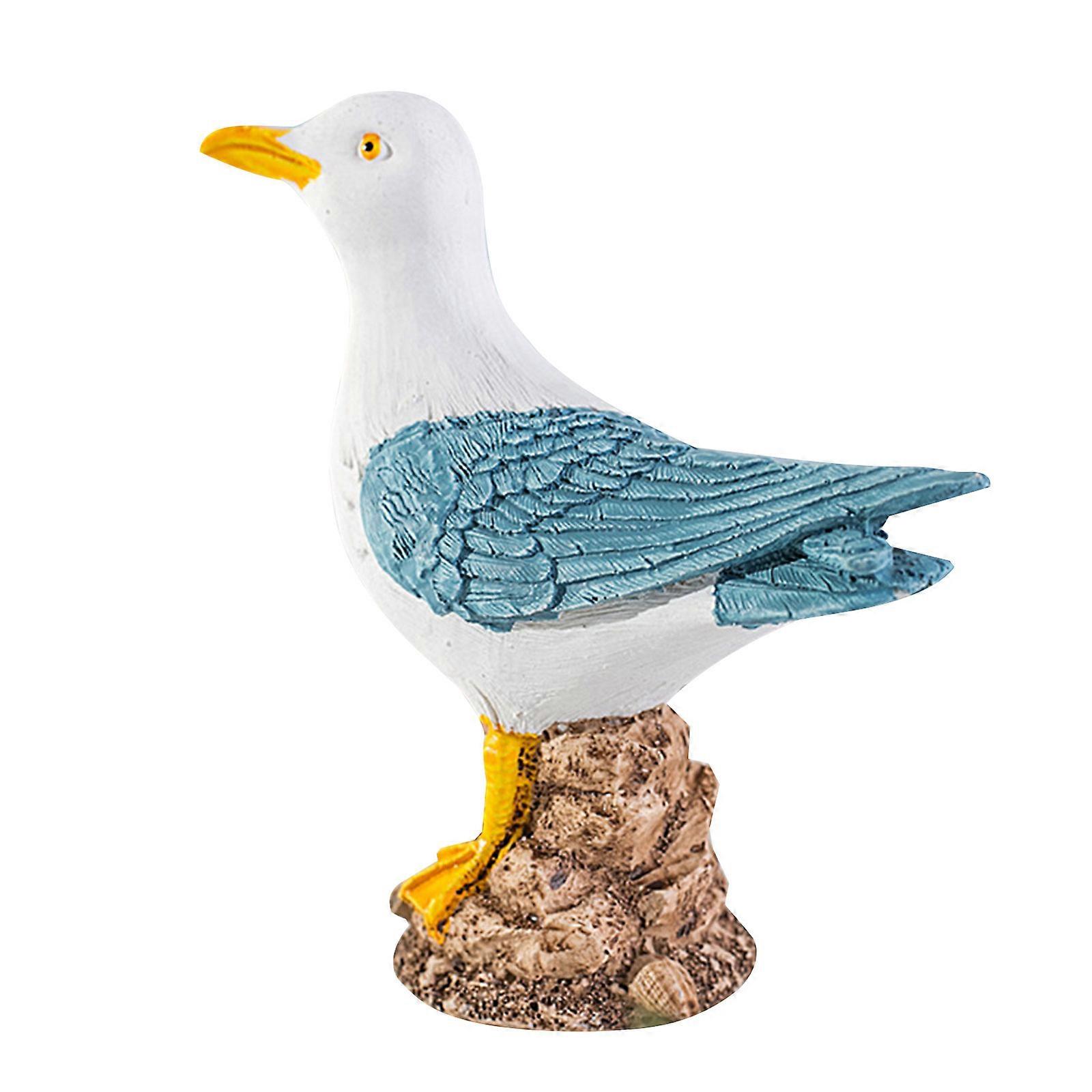 Mediterranean Style Resin Desktop Decoration Bird Shaped Crafts for Creative Simulation seagull Sculptures Ornament Home Light blue