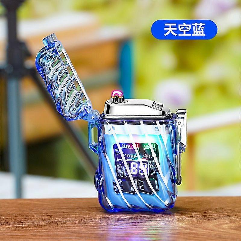 Streamline Transparent Usb Fast Charge Electric Arc Lighter Outdoor Waterproof Silent Electronic Cigarette Lighter With Light Wholesale