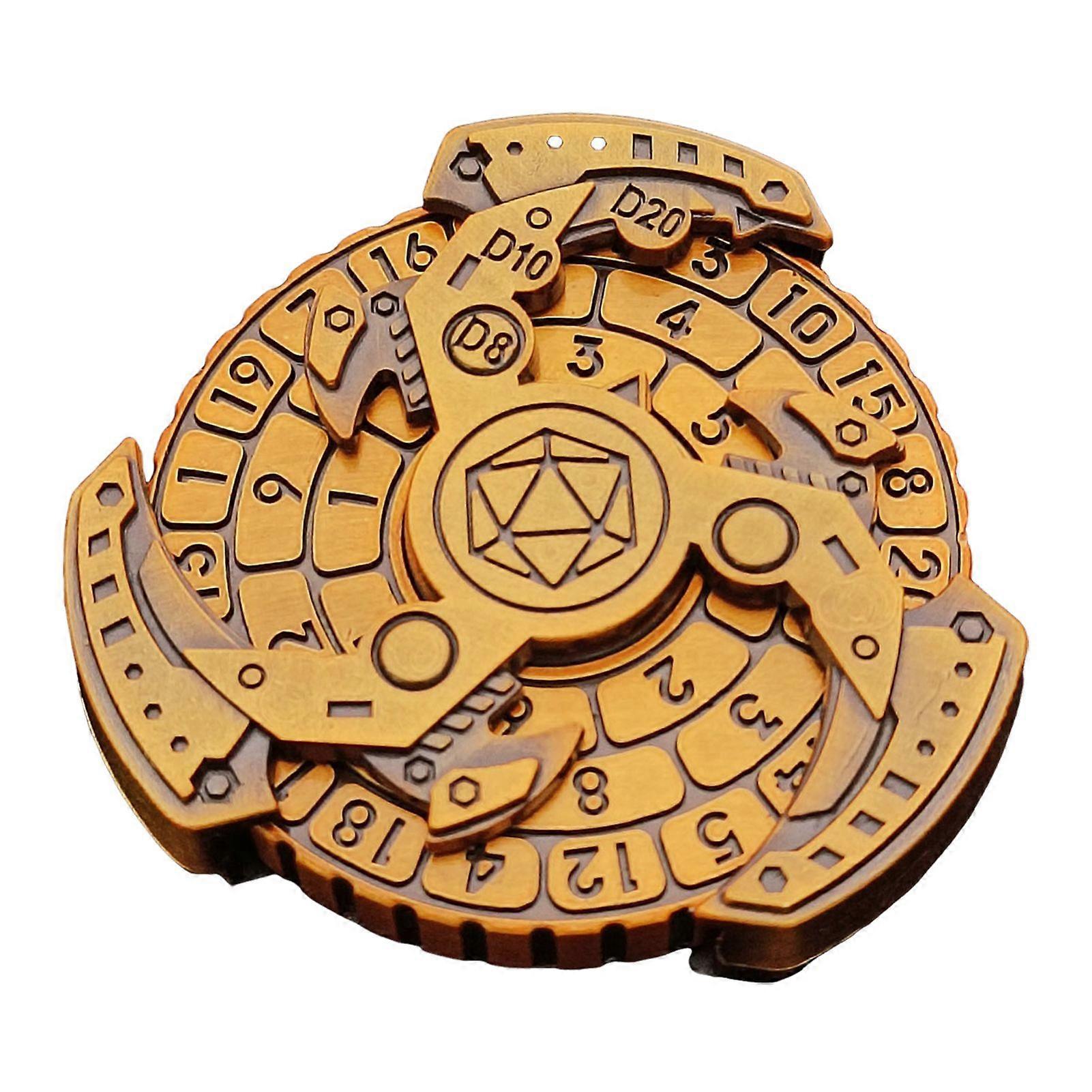 Qinghai 7-In-1 Vintage Punk Roulette Dice Fidget Spinner Heavy Duty Zinc Alloy Rotatable Metal Carved Compass Dice RPG Role Playing Board Game Props