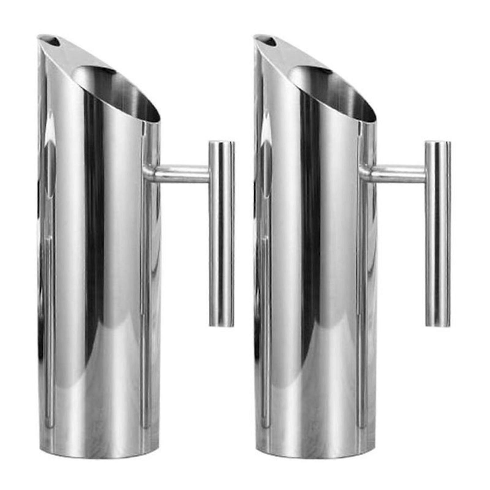 2X Stainless Steel Water Pitcher with Ice Guard for Beverages