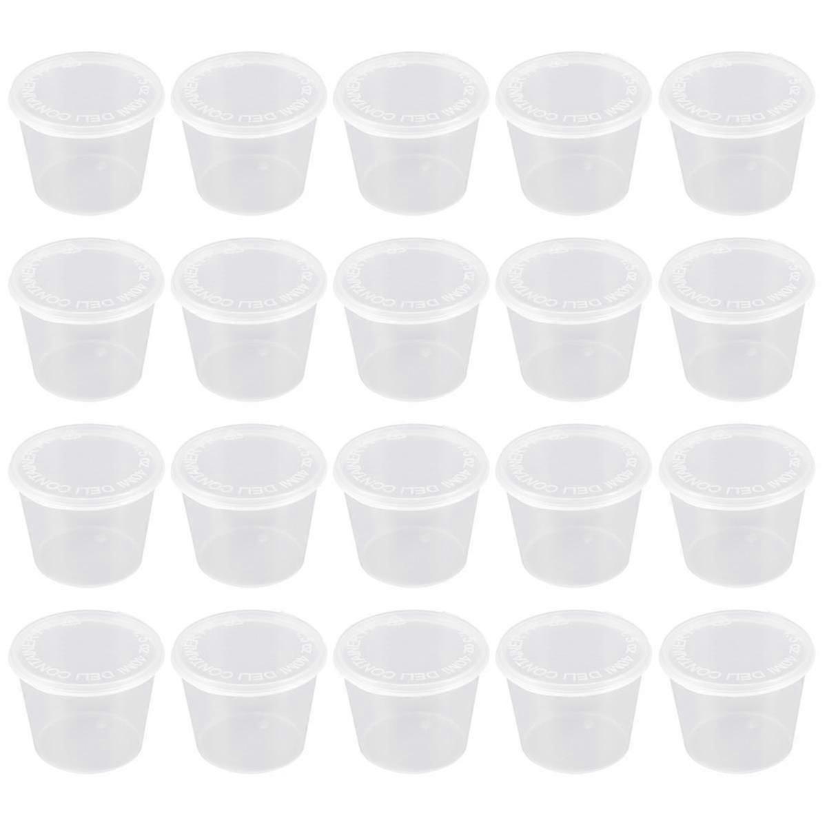 50pcs 40ml المتاح البلاستيك جزء أكواب حاوية جزء واضح مع أغطية لجيلي الزبادي موس صلصة