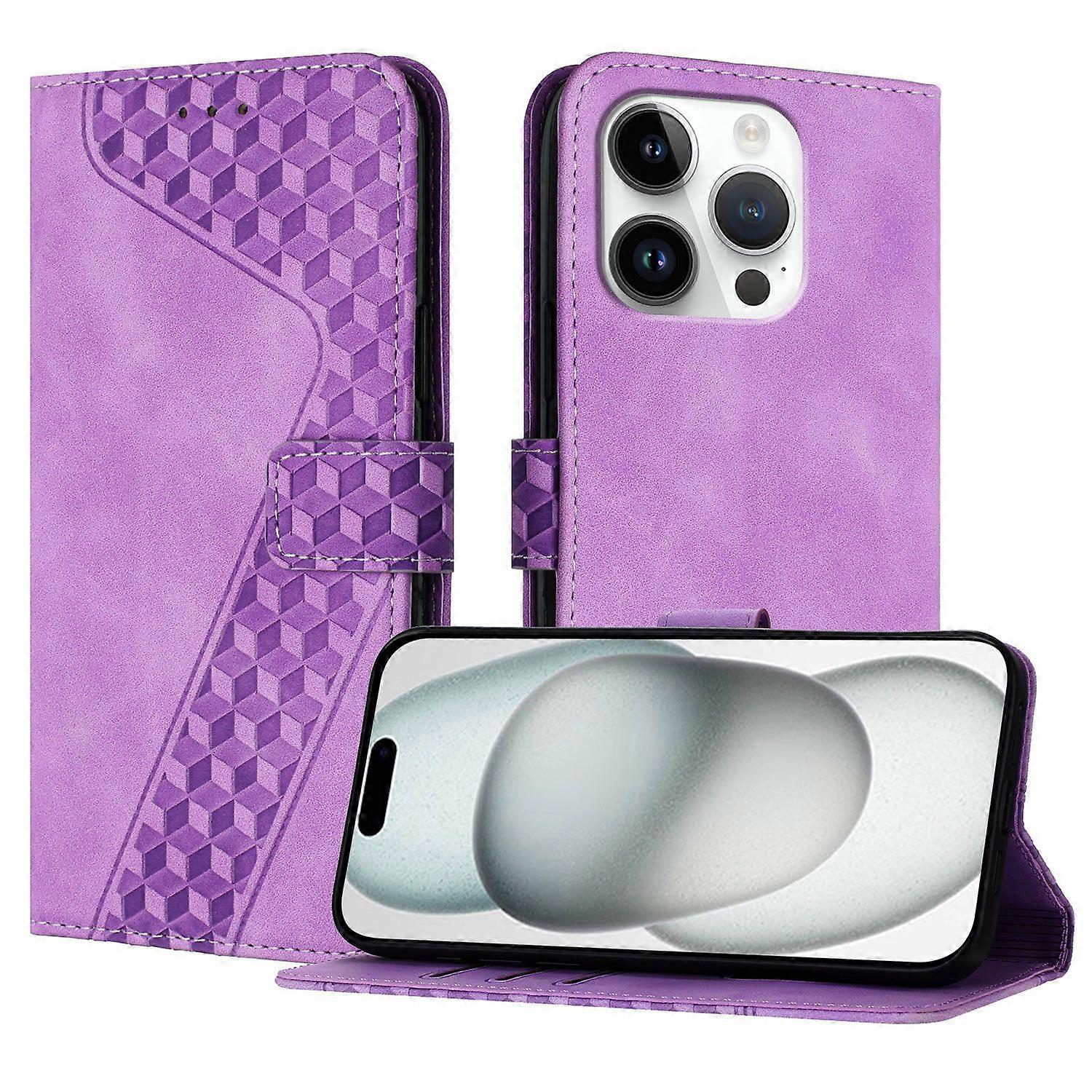 For Iphone 16 Pro Max Case With Card Holder,Durable Kickstand Shockproof Case-Purple