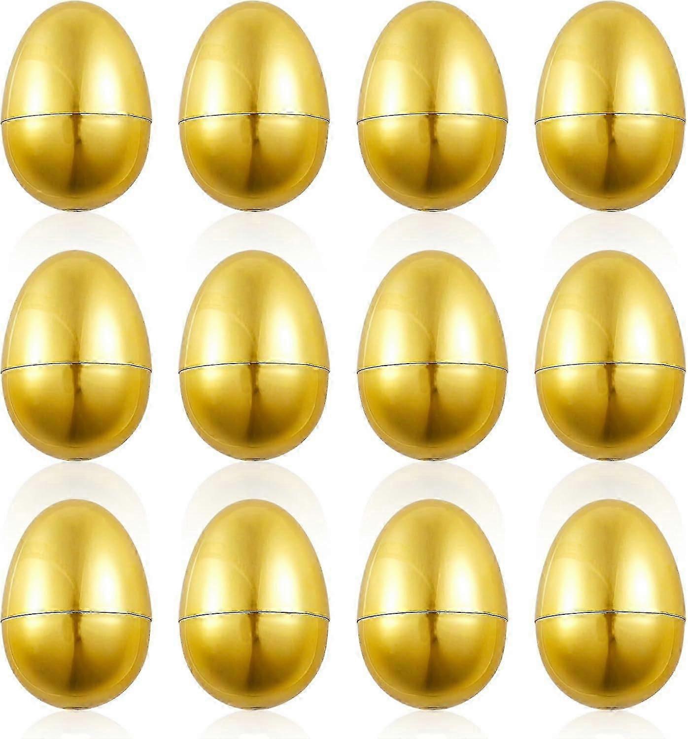 12pcs Golden Easter Eggs, Fillable Easter Eggs Plastic Easter Eggs Empty Easter