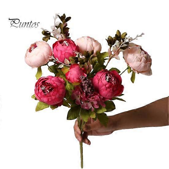 European Style Vivid Simulated Peony Bouquet Long-Lasting 13 Head Artificial Peony Flower DIY Art Craft Wedding Home Decoration