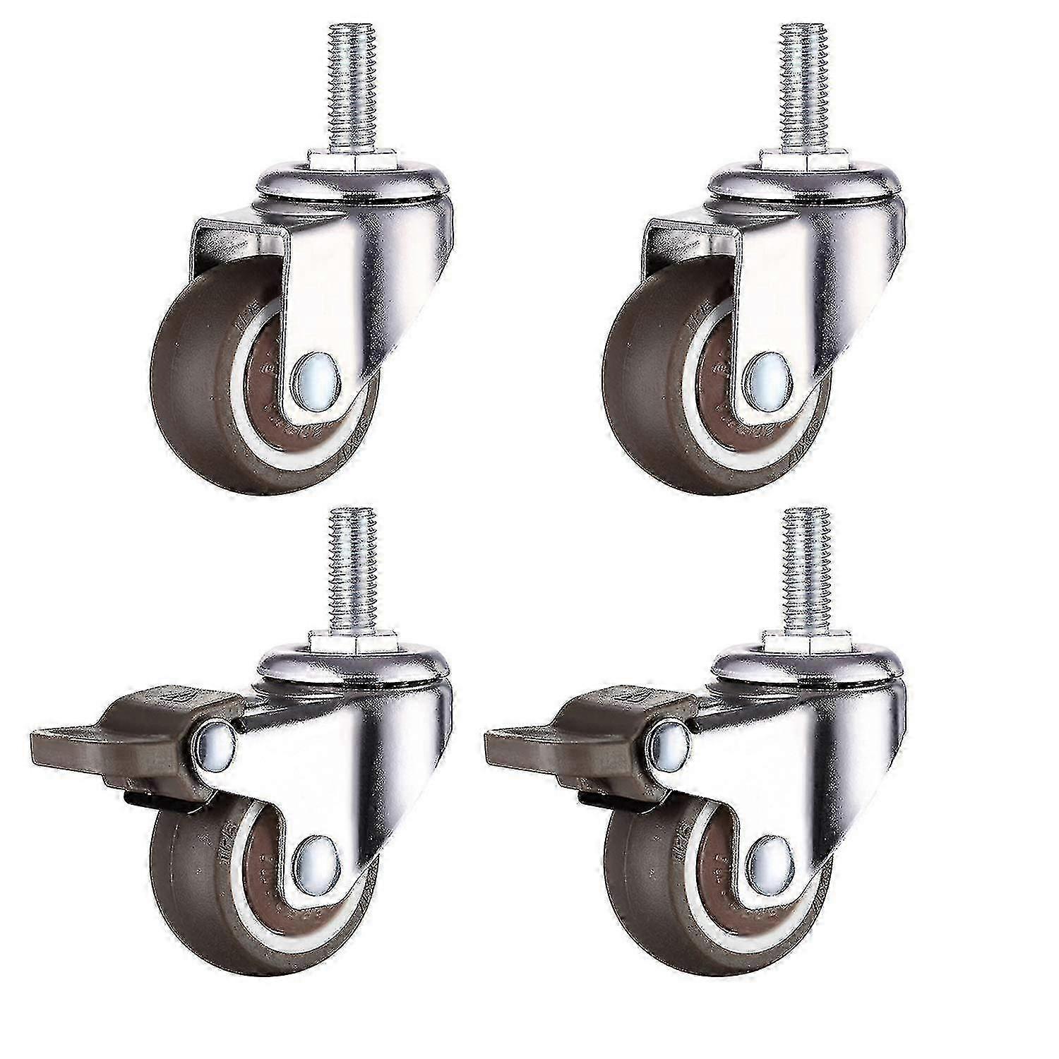 Caster Wheels, 4 - Pack, with Threaded Stem, Durable Material, Include Brakes for Two Wheels