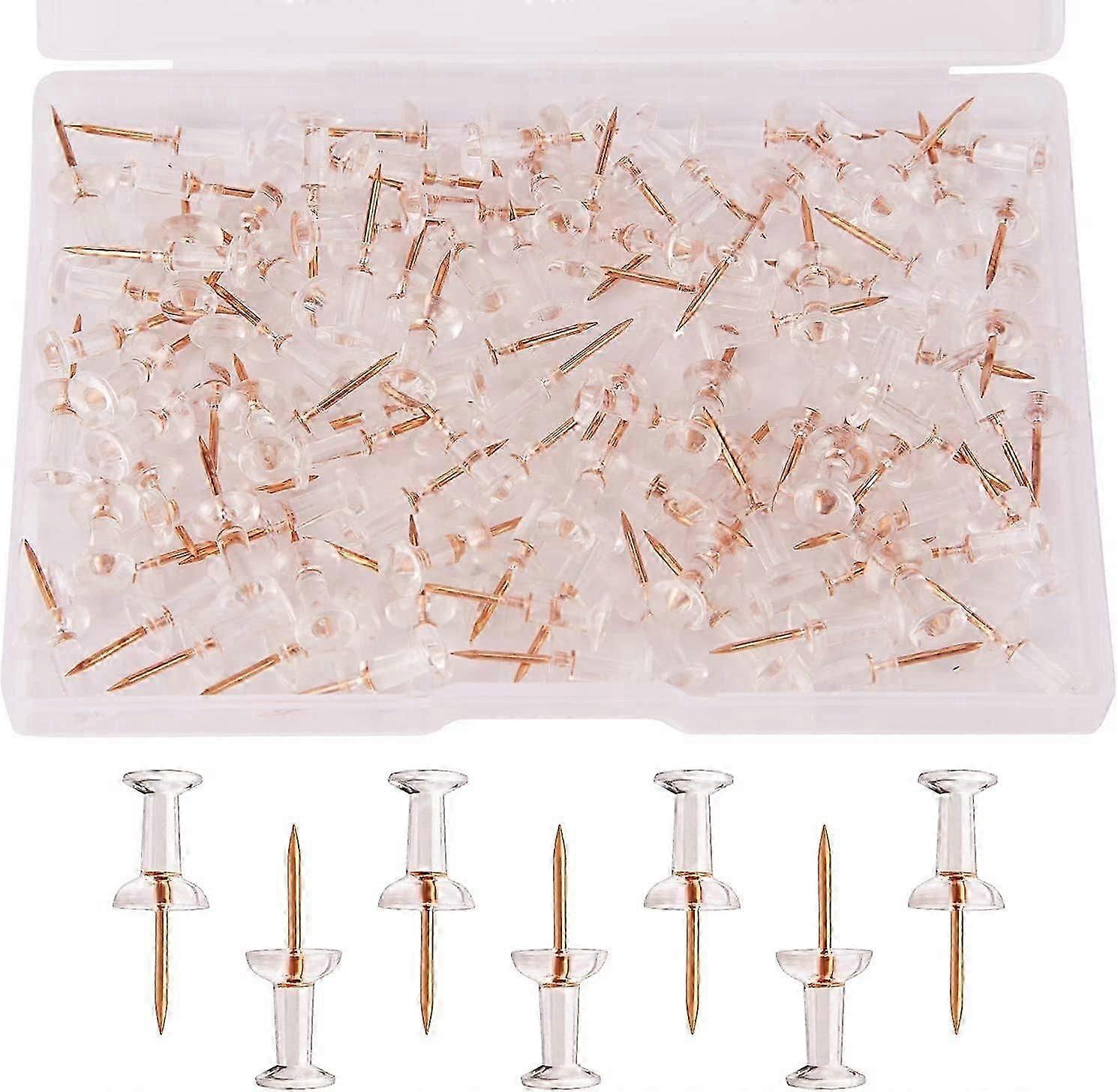 100 units Clear plastic head push pins, rose gold thumbtacks, wall push pin, corkboard push pins, I-shaped needle