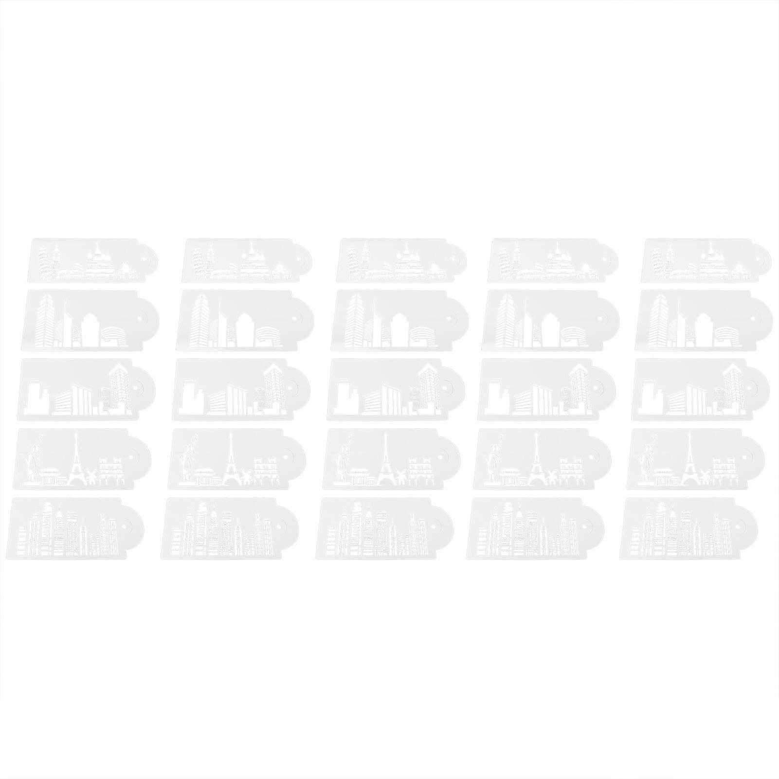 5 Set Cake Decorating Stencils Hollow Building Pattern Cake Spray Mold Templates Border Decor