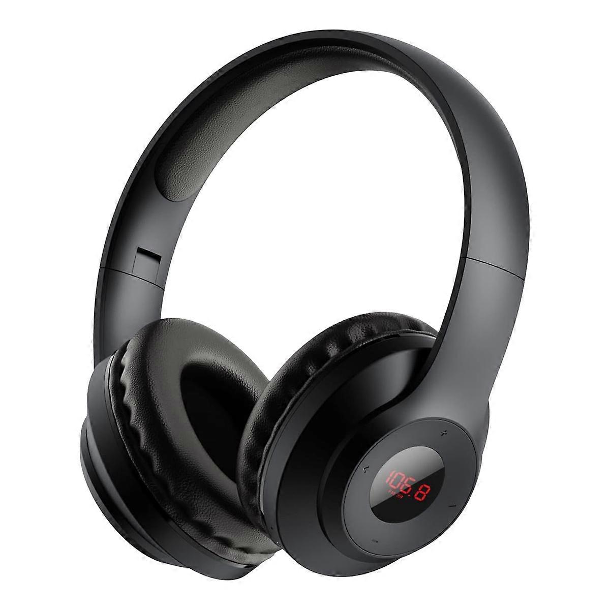 Portable FM Radio Headphones, FM Headset Radio Receiver, Black