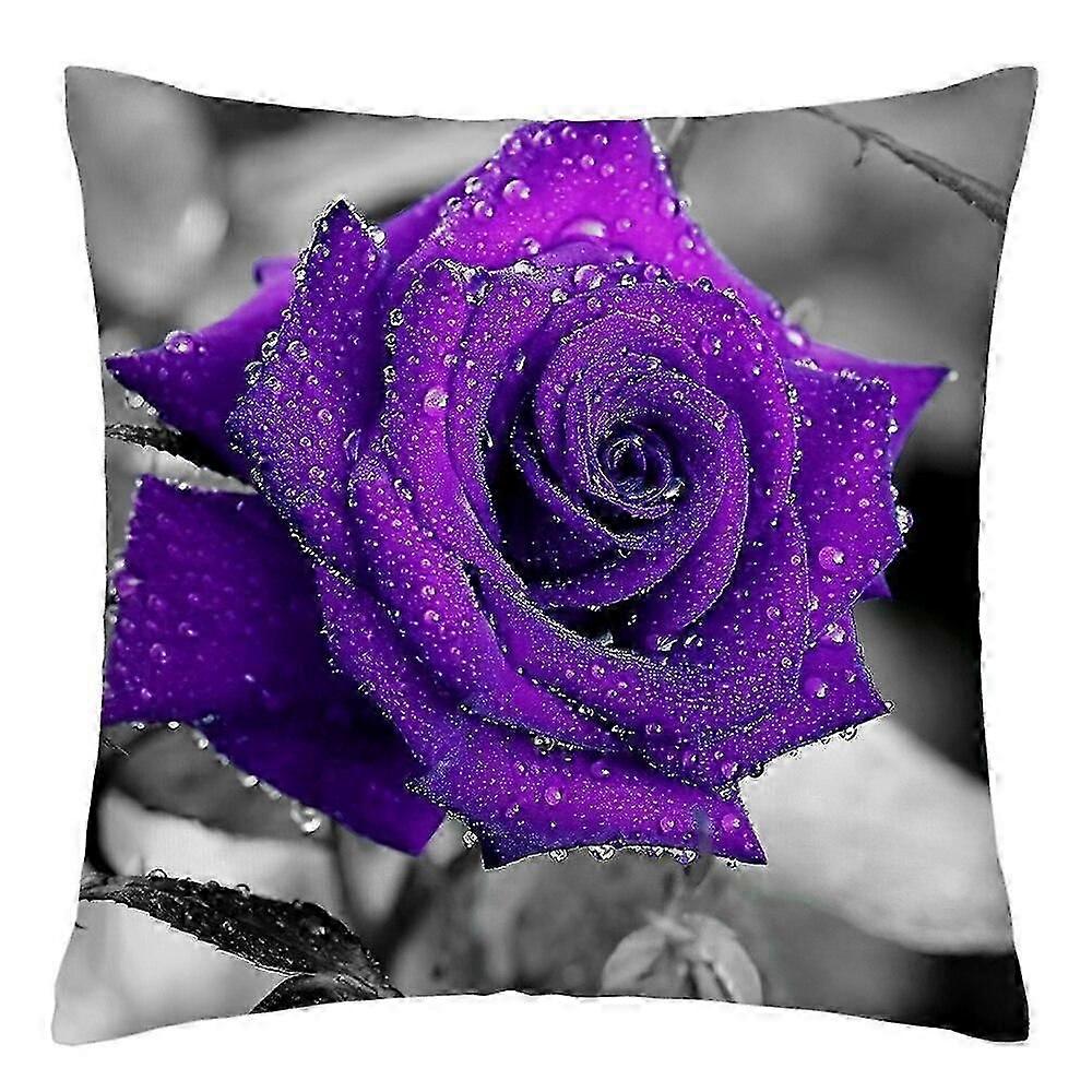 Rose Blomst Print Polyester putetrekk Design 626