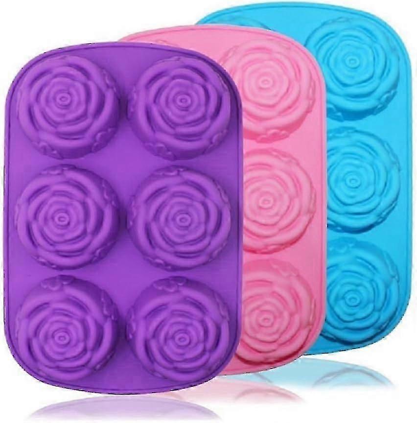 3PCS Rose Soap Moulds Χειροποίητα καλούπια παγοκύβων λουλουδιών τριαντάφυλλου Rose λουλούδι διακόσμηση μούχλα για DIY 3D δίσκους πάγου καλούπια σαπουνιού κέικ σοκολάτα κερί καλούπια Blu