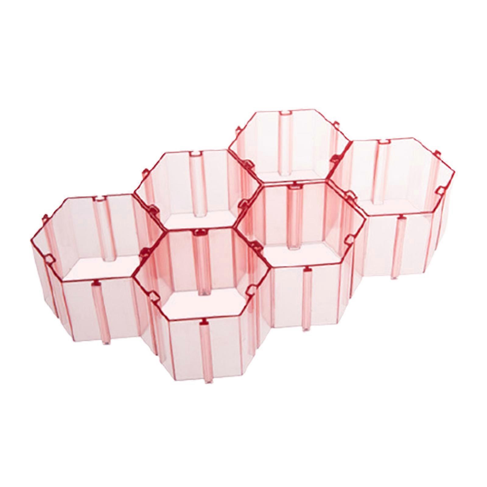 6PCS Grid Storage Box Honeycomb Underwear Pantyhose Bra Drawer Partition Free Combination Organizer  Pink