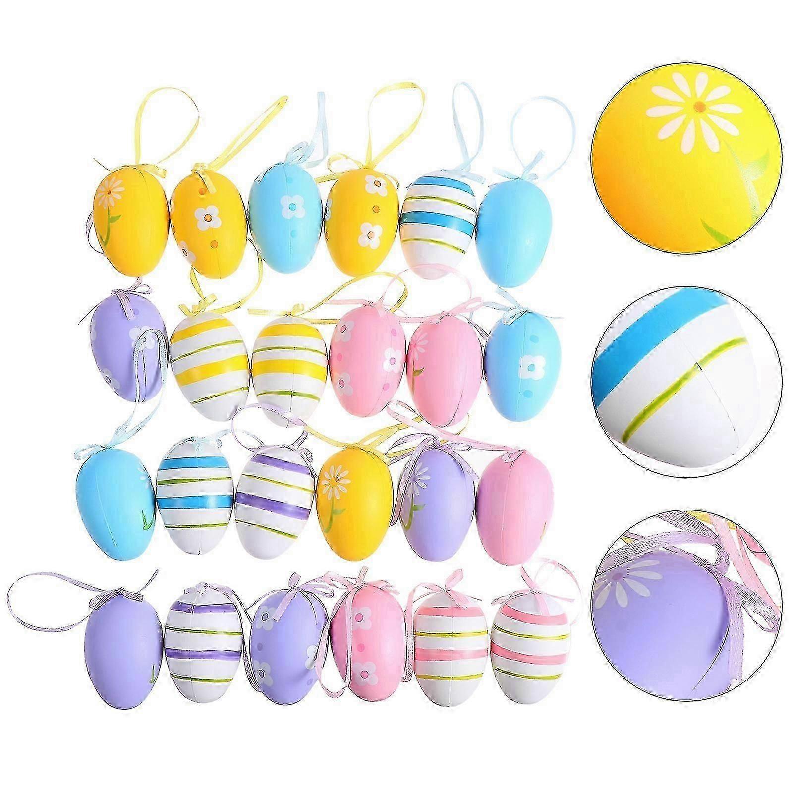 24pcs Colorful Easter Eggs Easter Surprise Eggs Festival Imitation Eggs