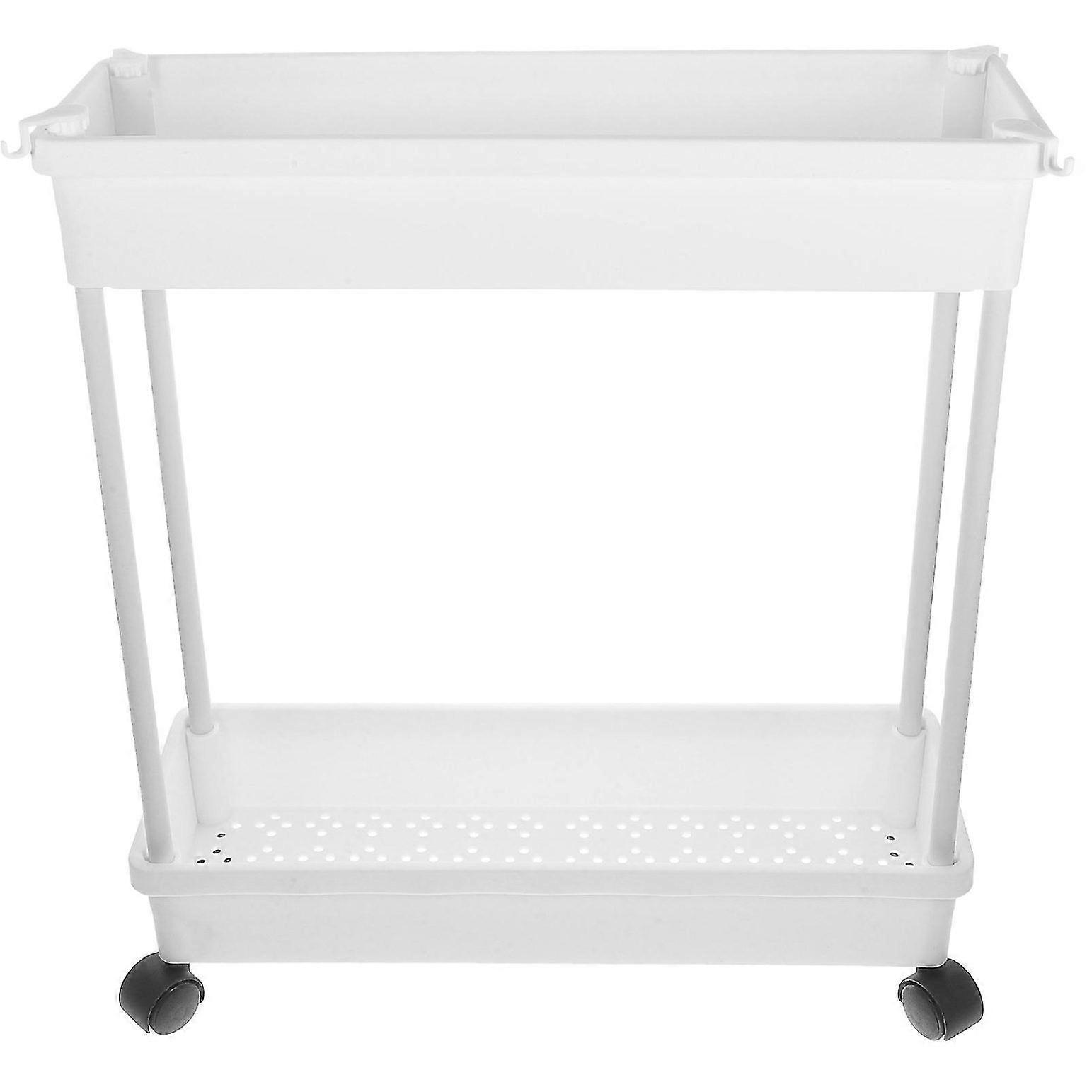 Versatile Rolling Storage Cart - Multi-Functional Shelf Organizer for Home, Durable Plastic, Easy Mobility, White