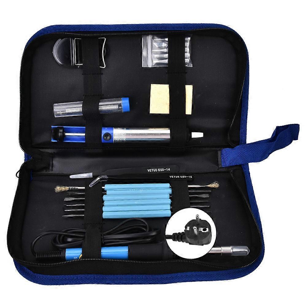 19 Pcs Soldering Iron Adjustable Temperature with Soldering Accessory Kit (220V EU Plug)