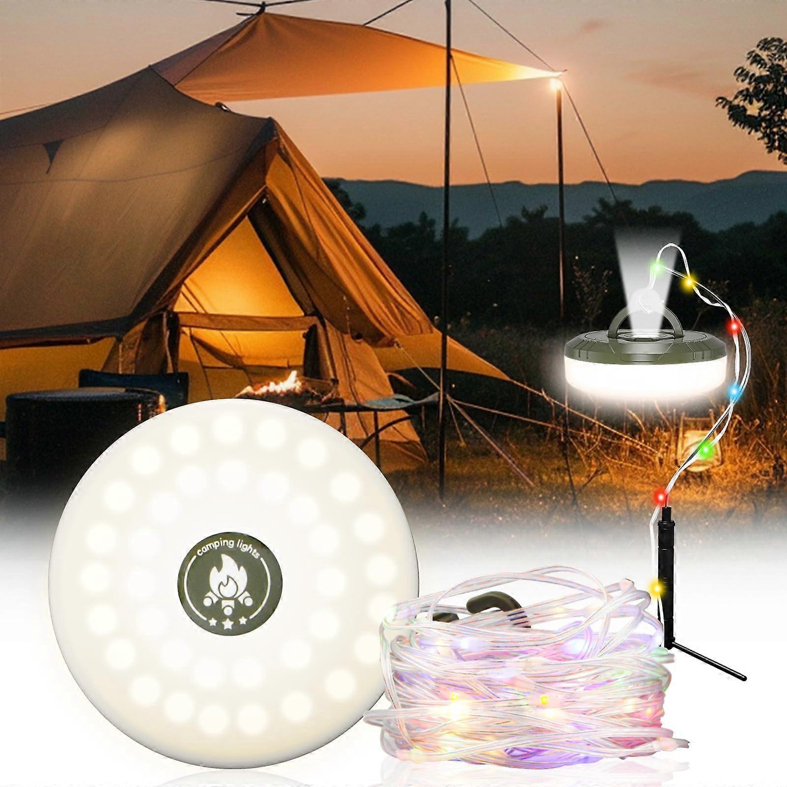 Camping Lights, Outdoor String Lights with 8 Lighting Modes, Rechargeable 4 in 1 LED Lights Hanging
