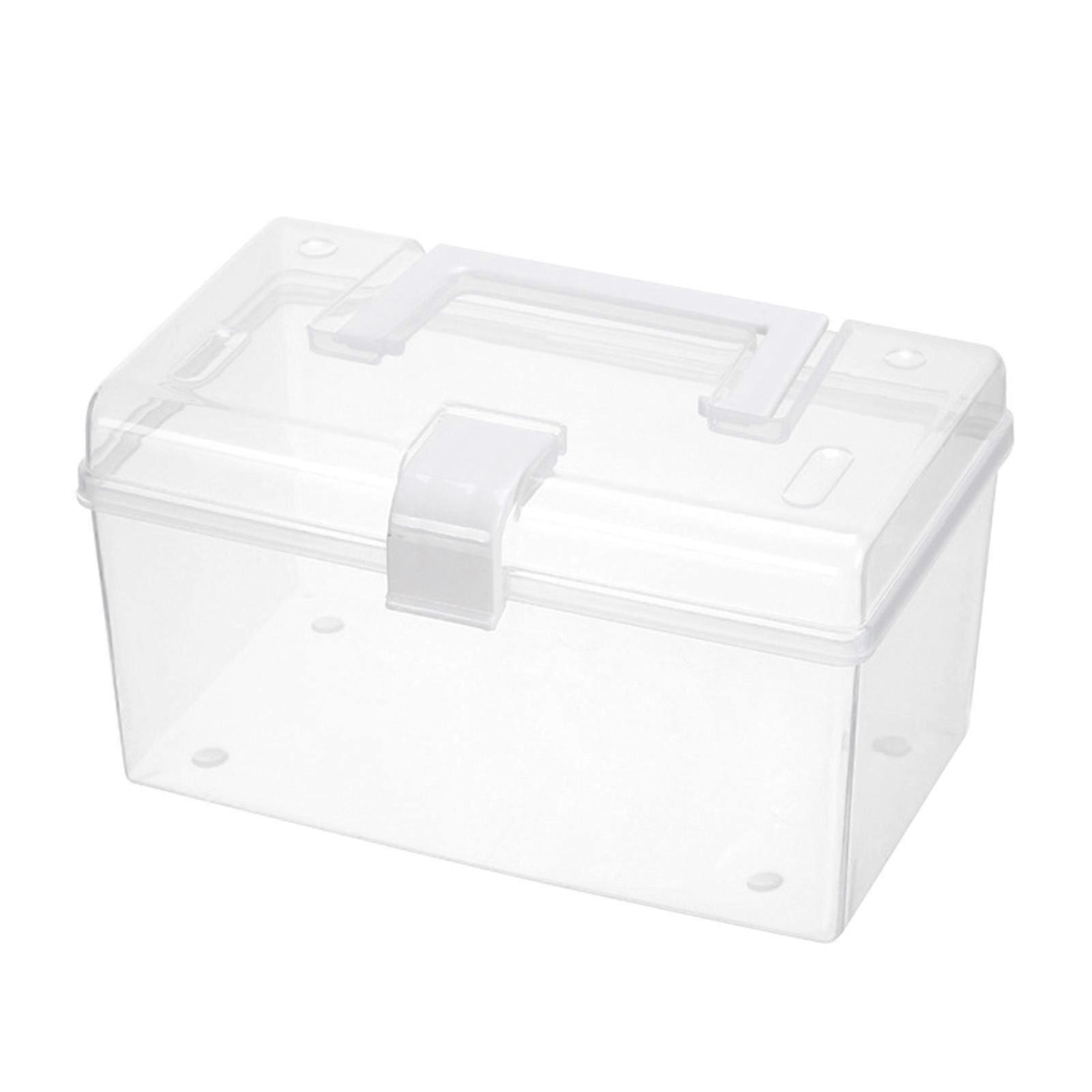 Transparent Storage Box Versatile Portable Handle Design Storage Container Bin for Home Desktop