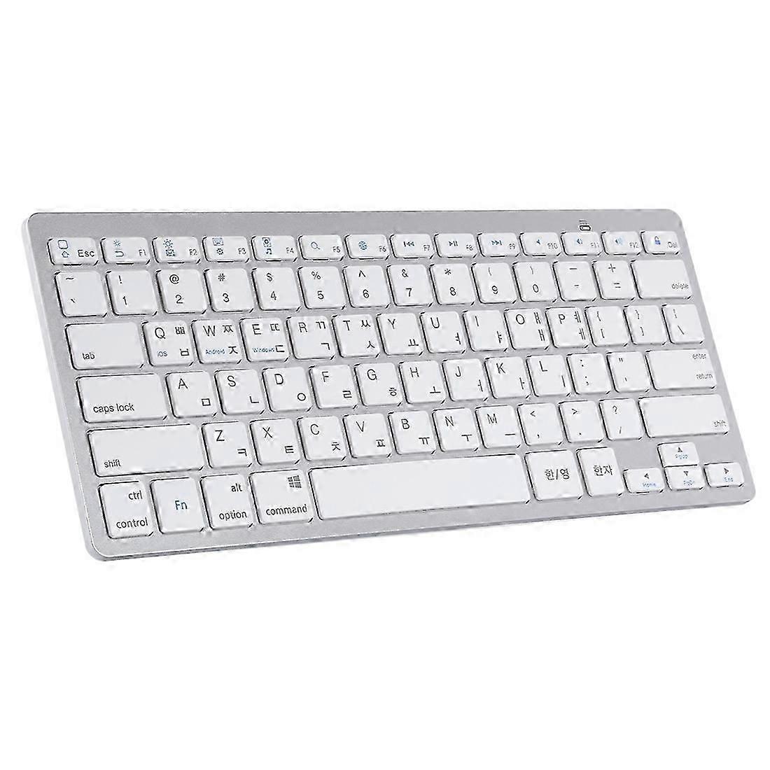 Ultra-Slim Wireless Bluetooth Keyboard (Korean Language) for Android Windows iOS - Silver