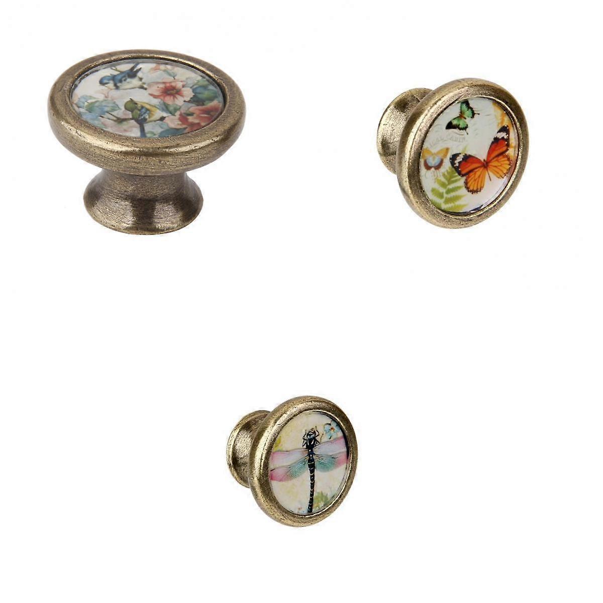 3x Vintage Cabinet Door Drawer Bin Handle Pull Knob Hardware 3 Patterns