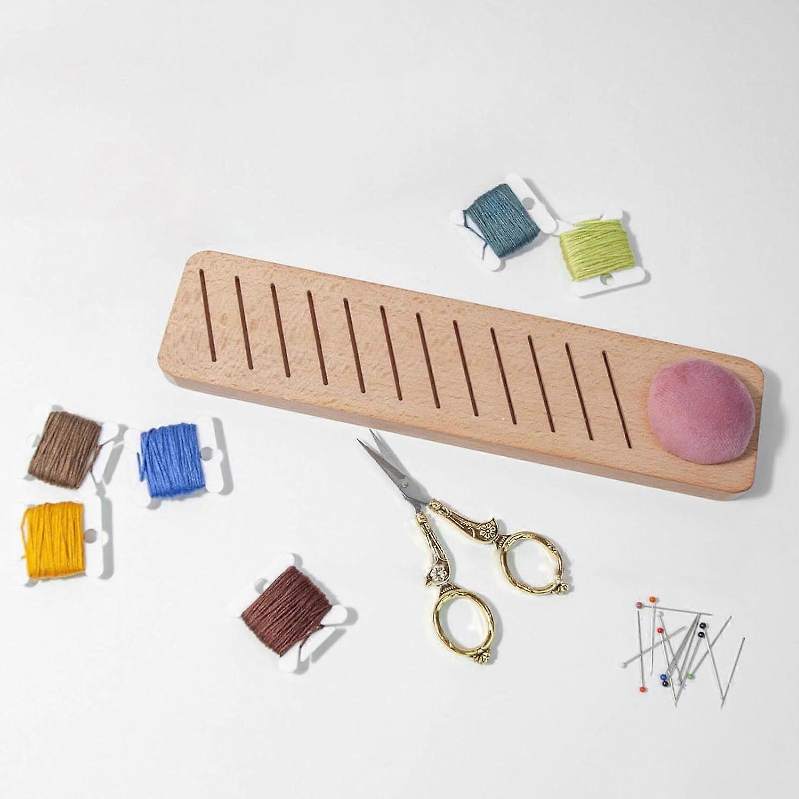 12 Slots Thread Plate Rack and Plastic Thread Bobbins Set, Wood Thread ...