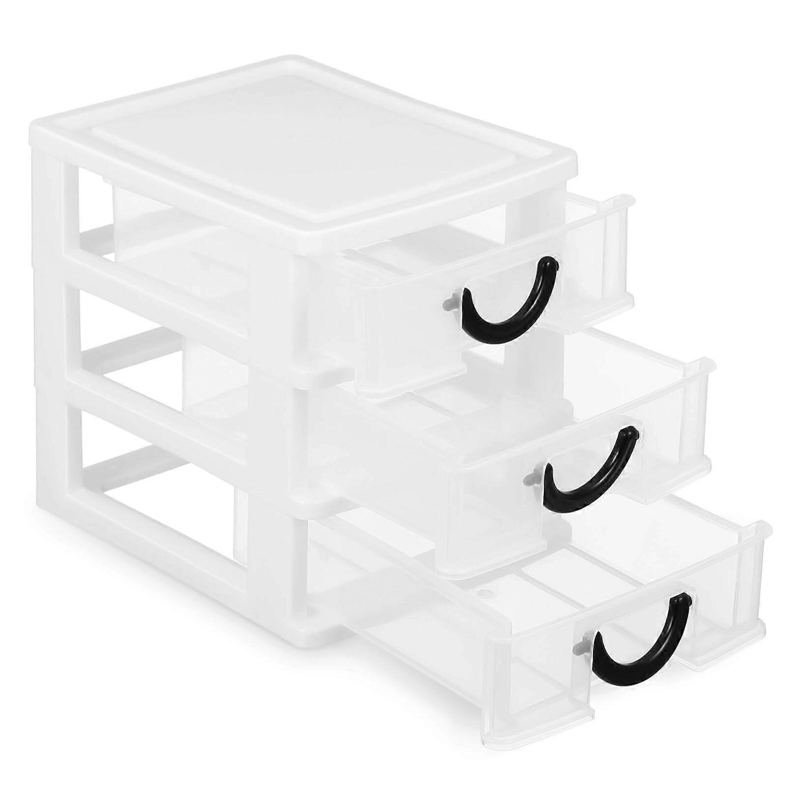 Small Drawer Organizer 3-Drawer Desktop Plastic Stackable Storage Drawers For Stationery Makeup Office School Bathroom