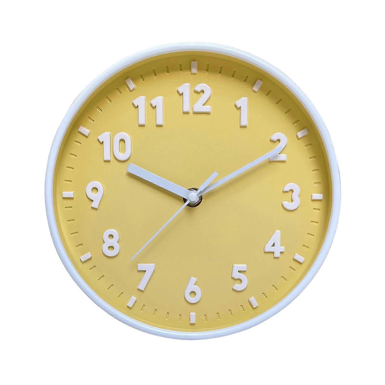 Modern Simple Wall Clock 8 Inch Candy Color Silent for Time Clocks Ornament Yellow
