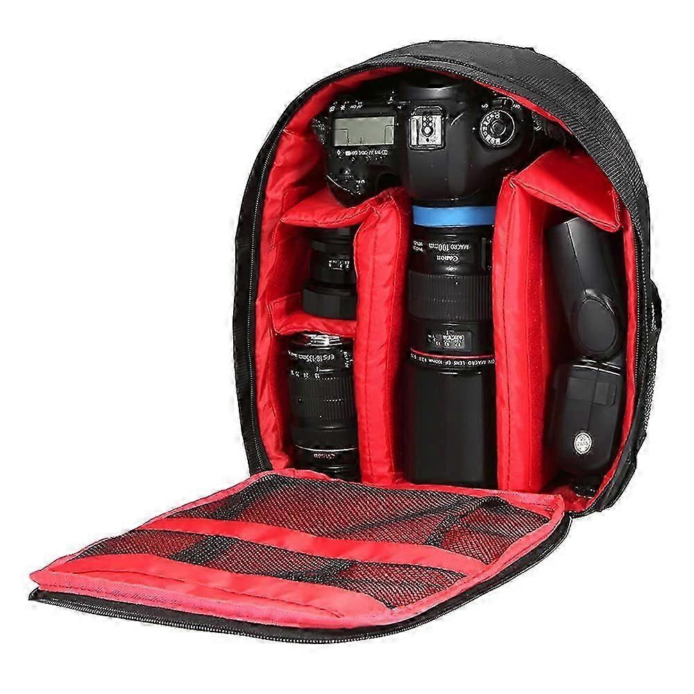 Camera Backpack Waterproof Shockproof Camping Bag - Small red