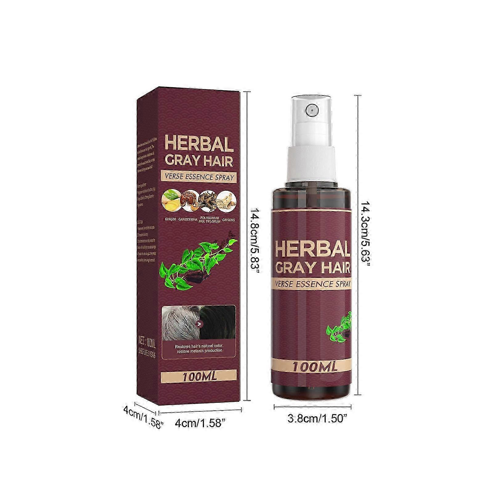 2025 Herbal Hair White To Black Spray Polygonum Multiflorum Herbal Moisturizing Hair Hair White To Black 100ml X3