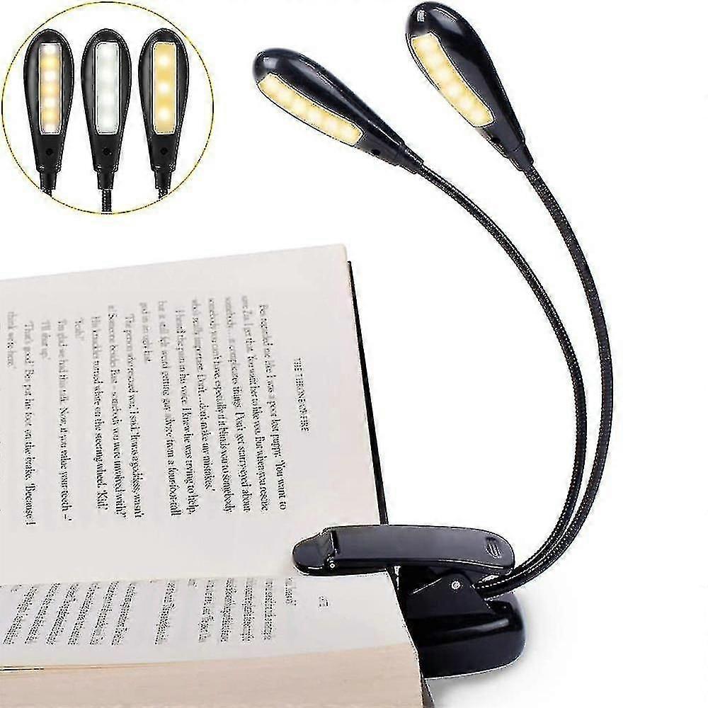 Rechargeable 14 Led Book Light, Clip On Bed Reading Light, Music Stand Lamp, 3 Brightness & 2 Goosen-dwdz